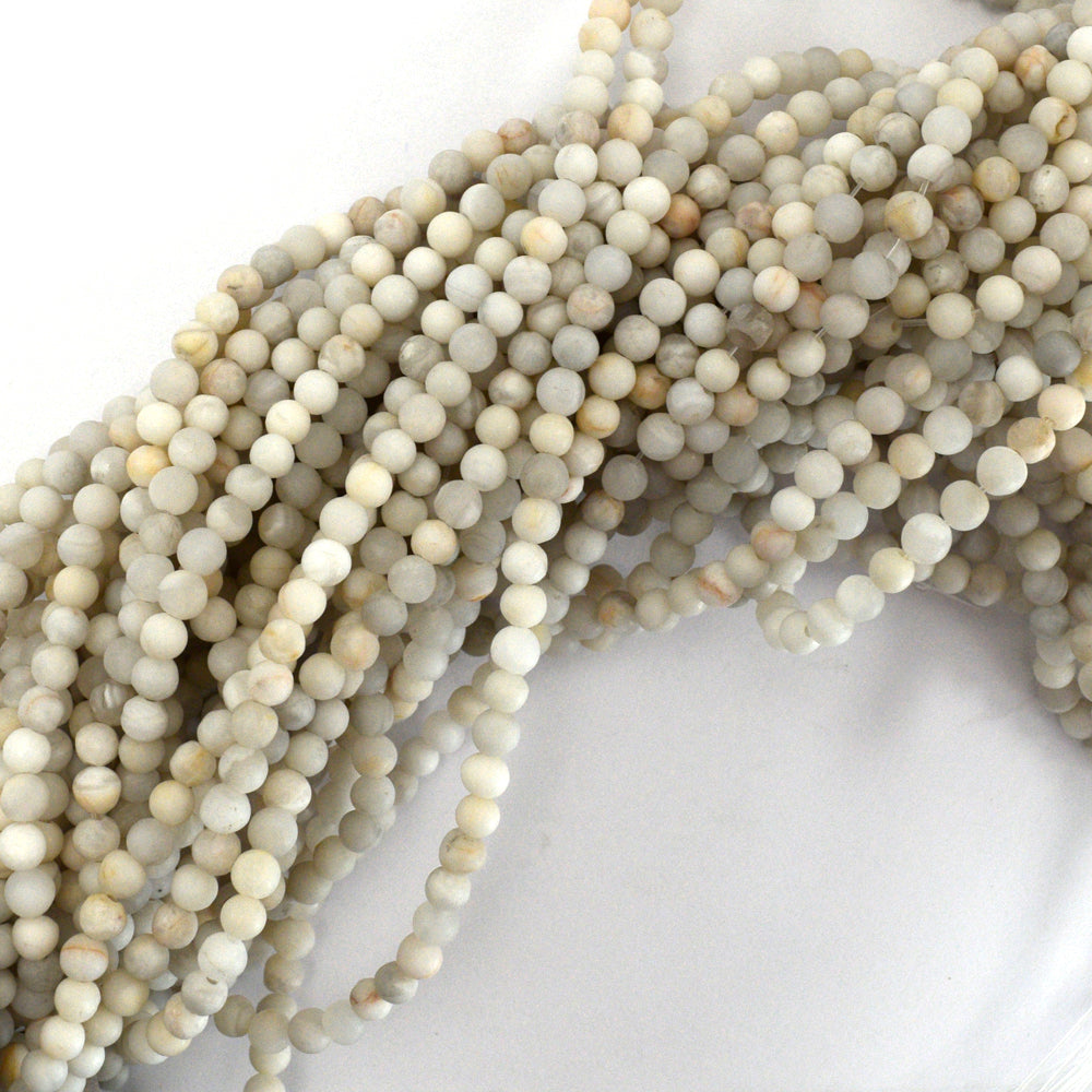Natural Matte Cream Crazy Lace Agate Round Beads Gemstone 15" 6mm 8mm 10mm - Eagle Beadz