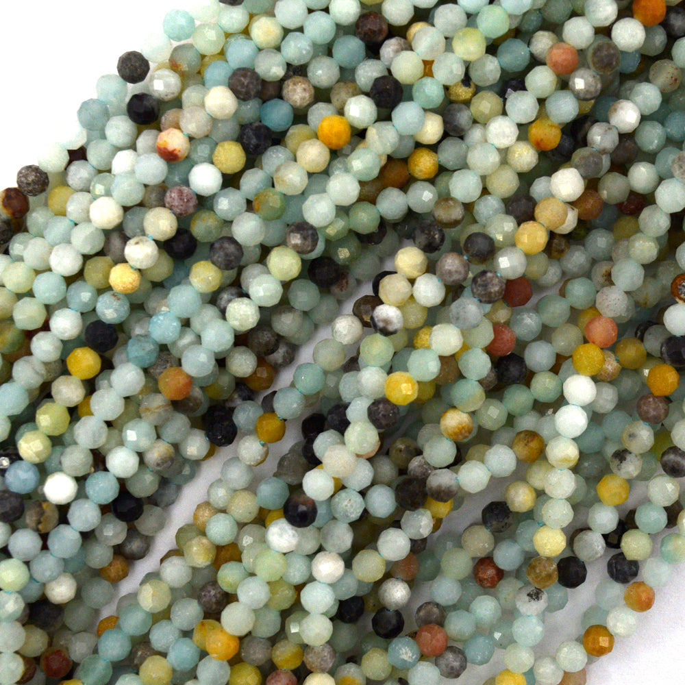 Natural Faceted Amazonite Round Beads Gemstone 14.5" Strand 4mm 6mm 8mm 10mm