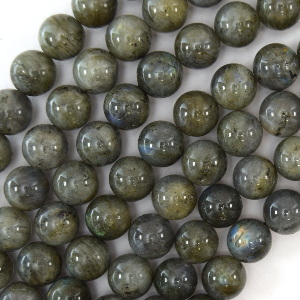 Natural Gray Labradorite Round Beads 15" Strand 4mm 6mm 8mm 10mm S1 - Eagle Beadz