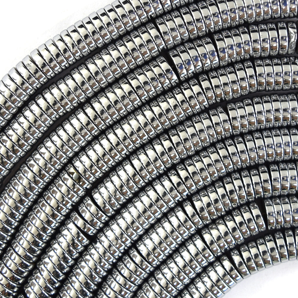 Silver Hematite Heishi Disc Beads Gemstone 15.5" Strand 3mm 4mm 6mm 8mm - Eagle Beadz