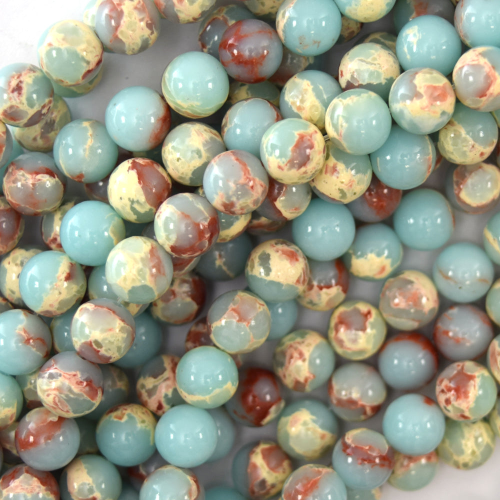 Synthetic Blue Sea Sediment Jasper Round Beads 15" 4mm 6mm 8mm 10mm 12mm - Eagle Beadz