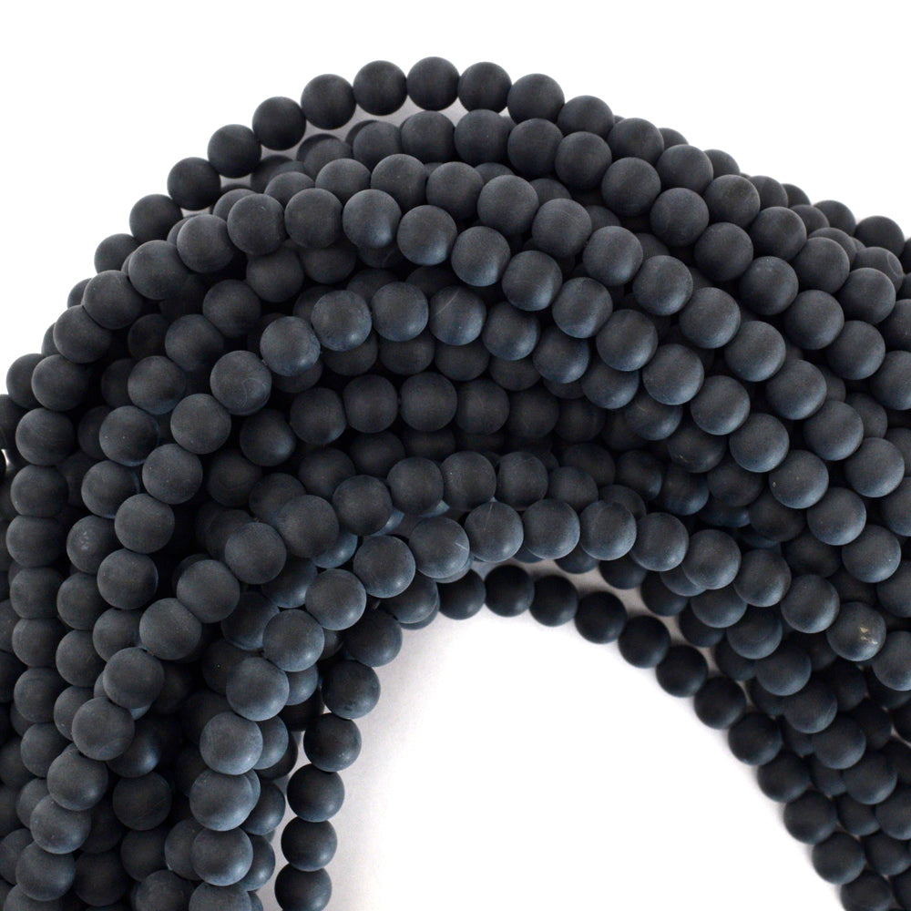 Matte Black Onyx Round Beads Gemstone 15" Strand 3mm 4mm 6mm 8mm 10mm 12mm