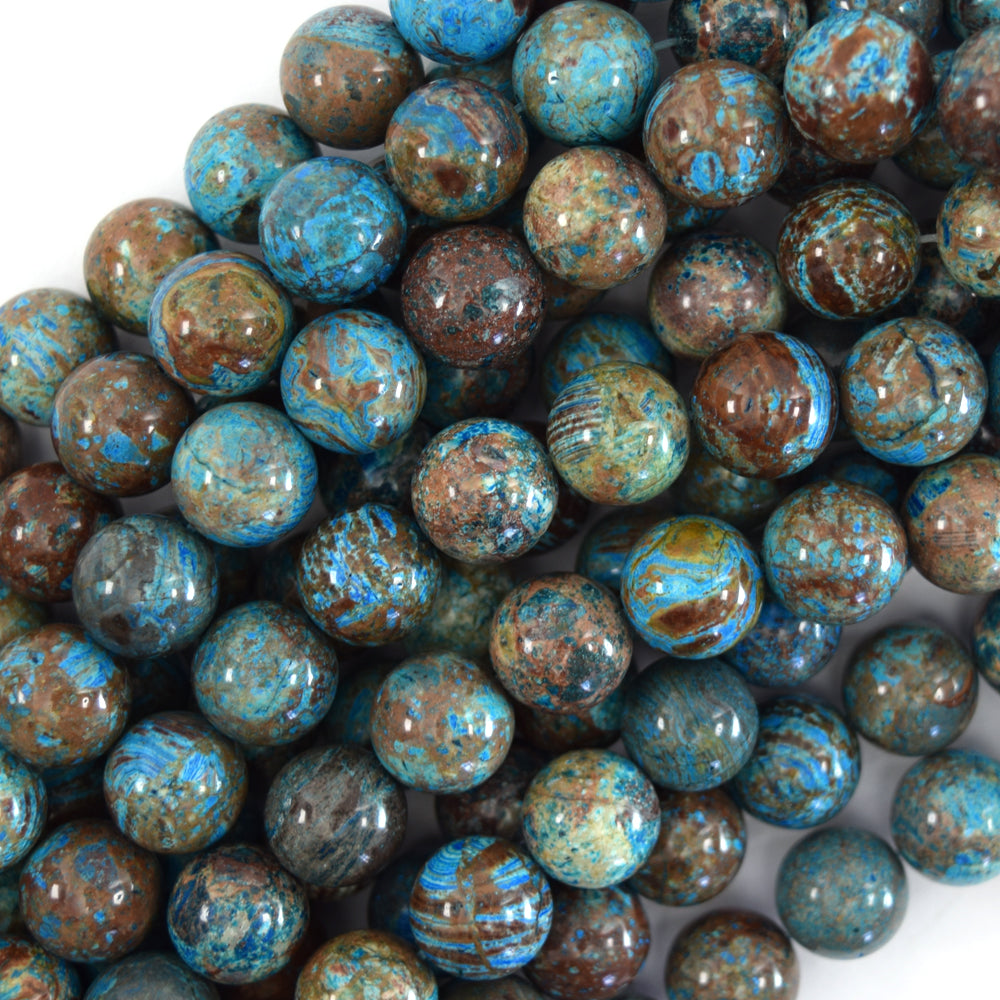 Brown Blue Turquoise Round Beads Gemstone 15" Strand 4mm 6mm 8mm 10mm 12mm - Eagle Beadz