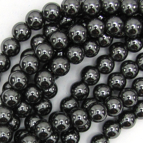 Natural Black Hematite Round Beads 15" Strand 2mm 3mm 4mm 6mm 8mm 10mm 12mm - Eagle Beadz