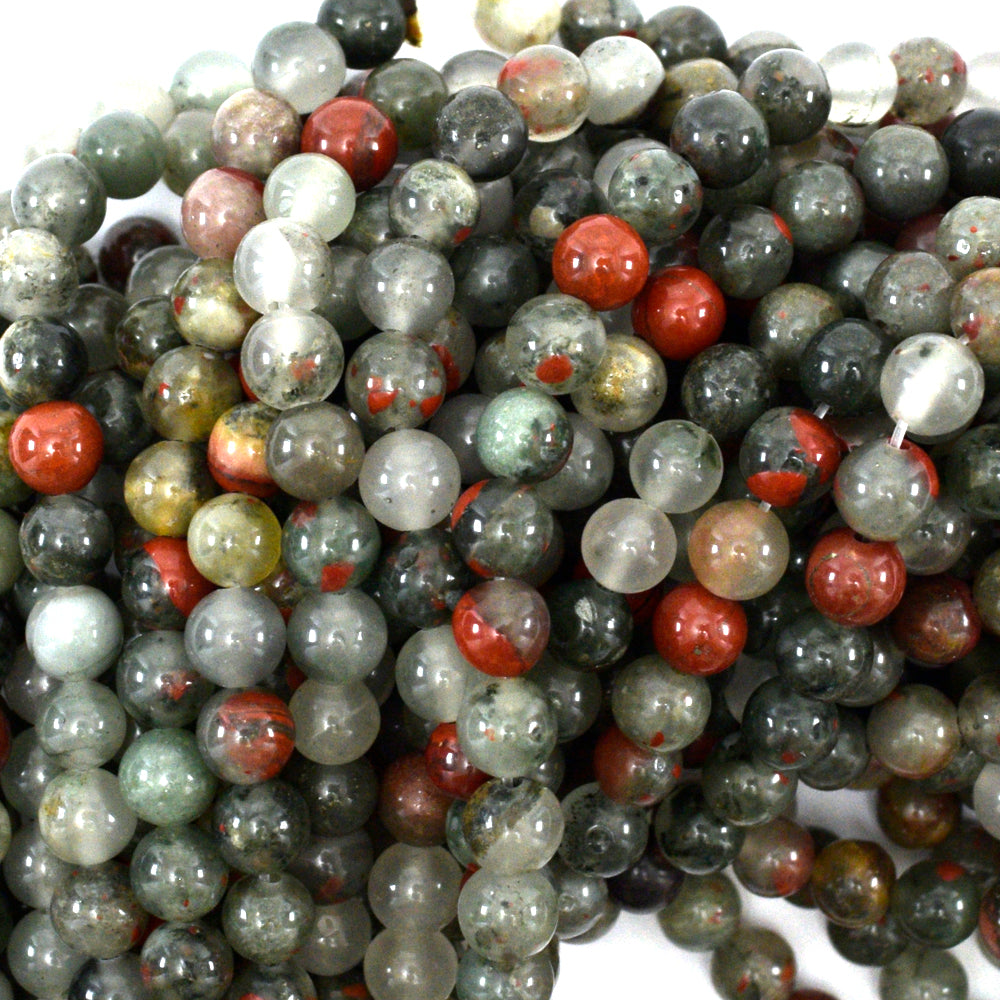 Natural African Blood Agate Round Beads 15" Strand 4mm 6mm 8mm 10mm 12mm