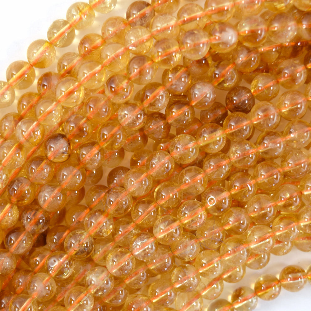 AAA Natural Yellow Citrine Round Beads Gemstone 15" Strand 6mm 8mm 10mm S3 - Eagle Beadz