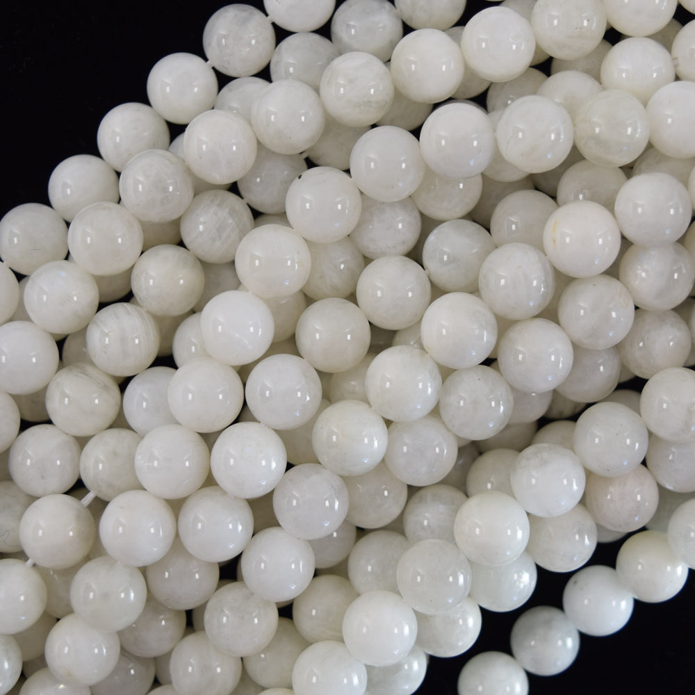 Natural White Moonstone Round Beads 15.5" Strand 4mm 6mm 8mm 10mm S1 - Eagle Beadz