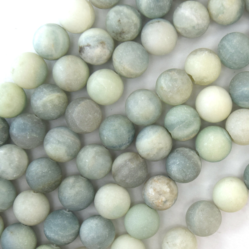 Natural Matte Light Blue Aquamarine round Beads 15.5"Strand S2 6mm 8mm 10mm 12mm - Eagle Beadz