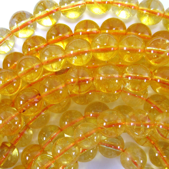 Yellow Citrine Round Beads Gemstone 15" Strand 4mm 6mm 8mm 10mm 12mm - Eagle Beadz
