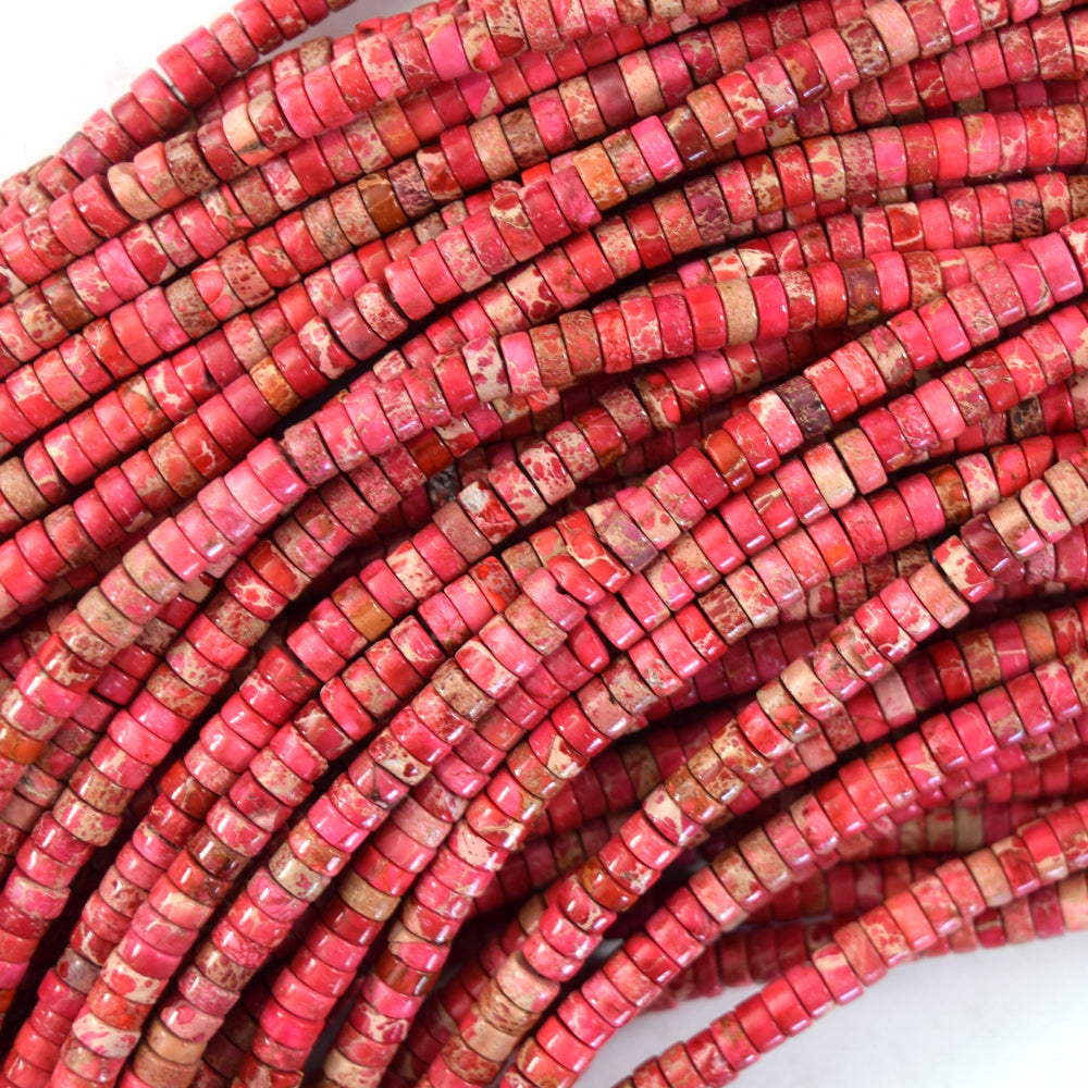 2x4mm Sea Sediment Jasper Heishi Disc Beads 15.5" Strand blue magenta green 4mm - Eagle Beadz