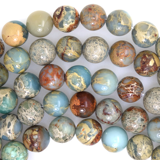 Natural Brown Blue Snake Skin Jasper Round Beads 15" Strand 4mm 6mm 8mm 10mm - Eagle Beadz