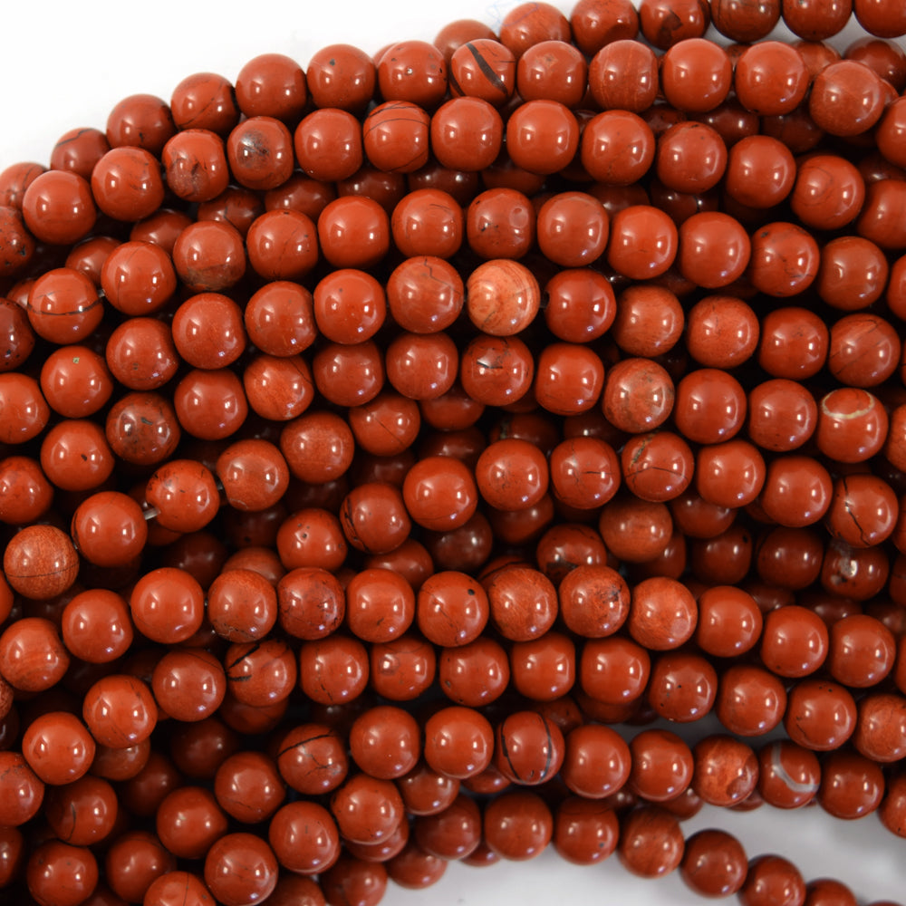 Natural Red Jasper Round Beads Gemstone 15" Strand 4mm 6mm 8mm 10mm 12mm - Eagle Beadz