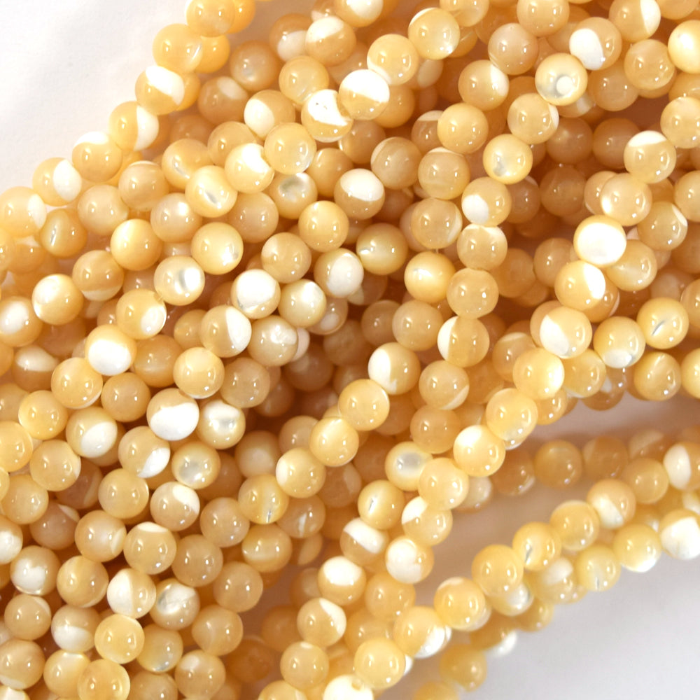 Natural Mother of Pearl MOP Round Beads 15.5" Strand 3mm 4mm 6mm 8mm 10mm - Eagle Beadz
