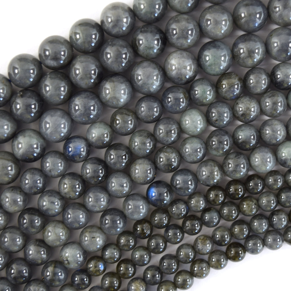 Natural Dark Gray Labradorite Round Beads Gemstone 15" Strand 6mm 8mm 10mm S2 - Eagle Beadz