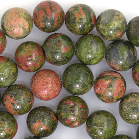 Natural Green Unakite Jasper Round Beads 15" Strand 4mm 6mm 8mm 10mm 12mm - Eagle Beadz