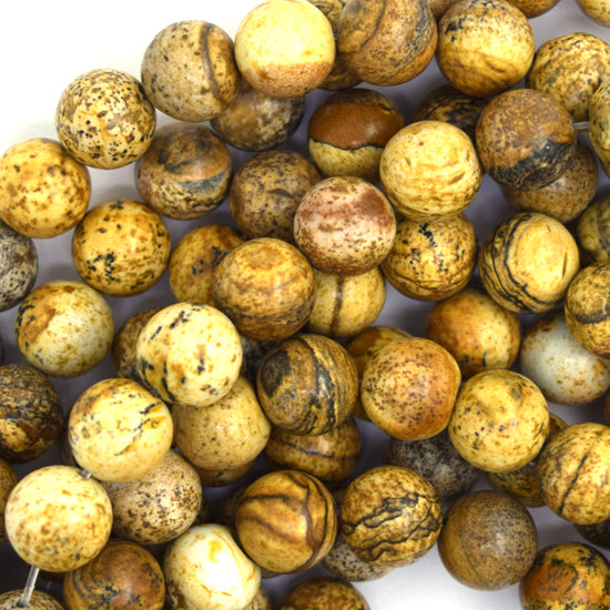 Natural Picture Jasper Round Beads Gemstone 15" Strand 4mm 6mm 8mm 10mm 12mm - Eagle Beadz
