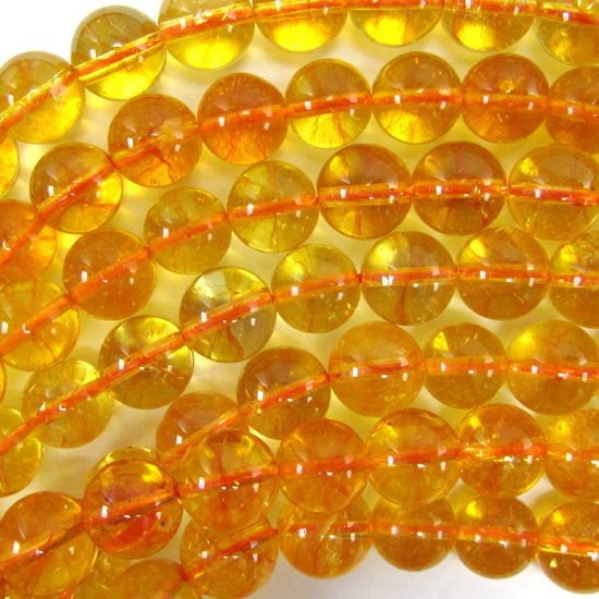 Yellow Citrine Round Beads Gemstone 15" Strand 4mm 6mm 8mm 10mm 12mm - Eagle Beadz
