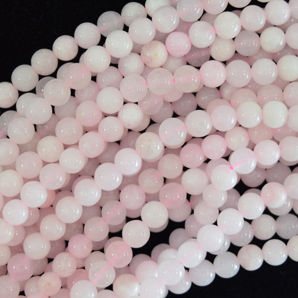 Natural Pink Mangano Calcite Round Beads Gemstone 15.5" Strand 6mm 8mm 10mm - Eagle Beadz