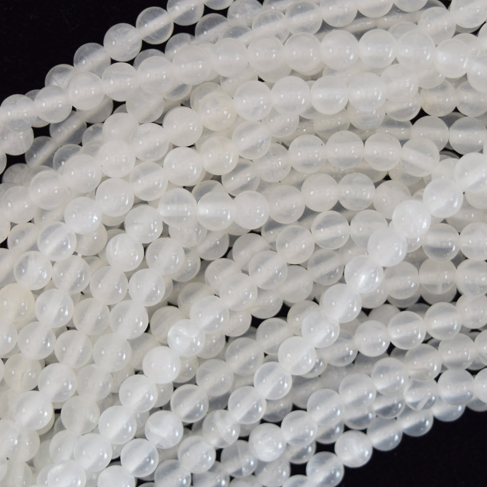 Natural White Selenite Round Beads Gemstone 15.5" strand 4mm 6mm 8mm 10mm 12mm - Eagle Beadz