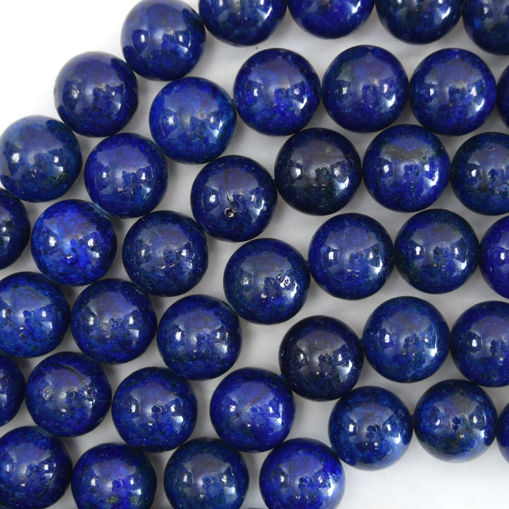 Blue Lapis Lazuli Round Beads 15" Strand 2mm 3mm 4mm 6mm 8mm 10mm 12mm 14mm - Eagle Beadz