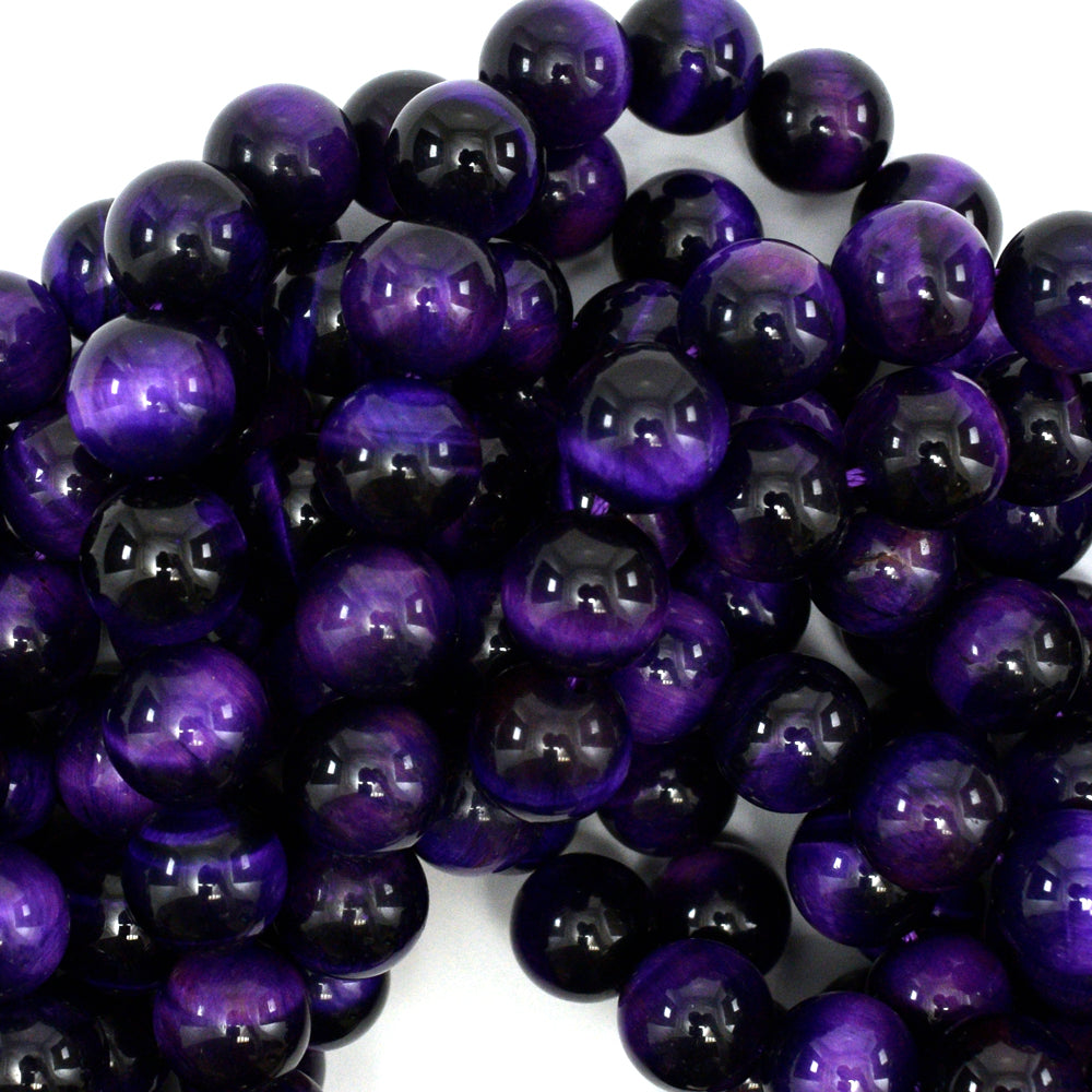 AA Purple Tiger Eye Round Beads Gemstone 15" Strand 4mm 6mm 8mm 10mm 12mm - Eagle Beadz