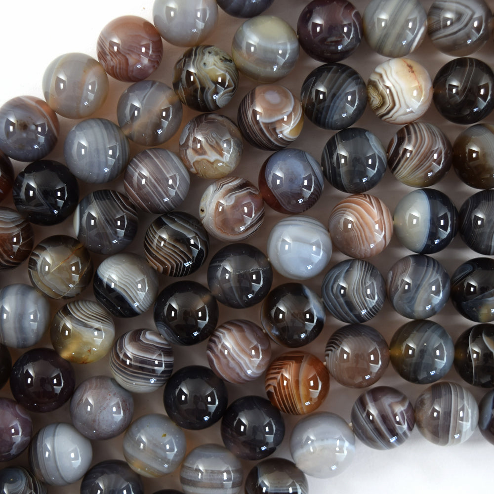 AA Natural Botswana Agate Round Beads Gemstone 15" Strand 4mm 6mm 8mm 10mm S1 - Eagle Beadz