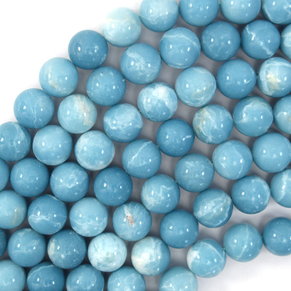 Blue Larimar Quartz Round Beads Gemstone 15" Strand 4mm 6mm 8mm 10mm 12mm S1 - Eagle Beadz