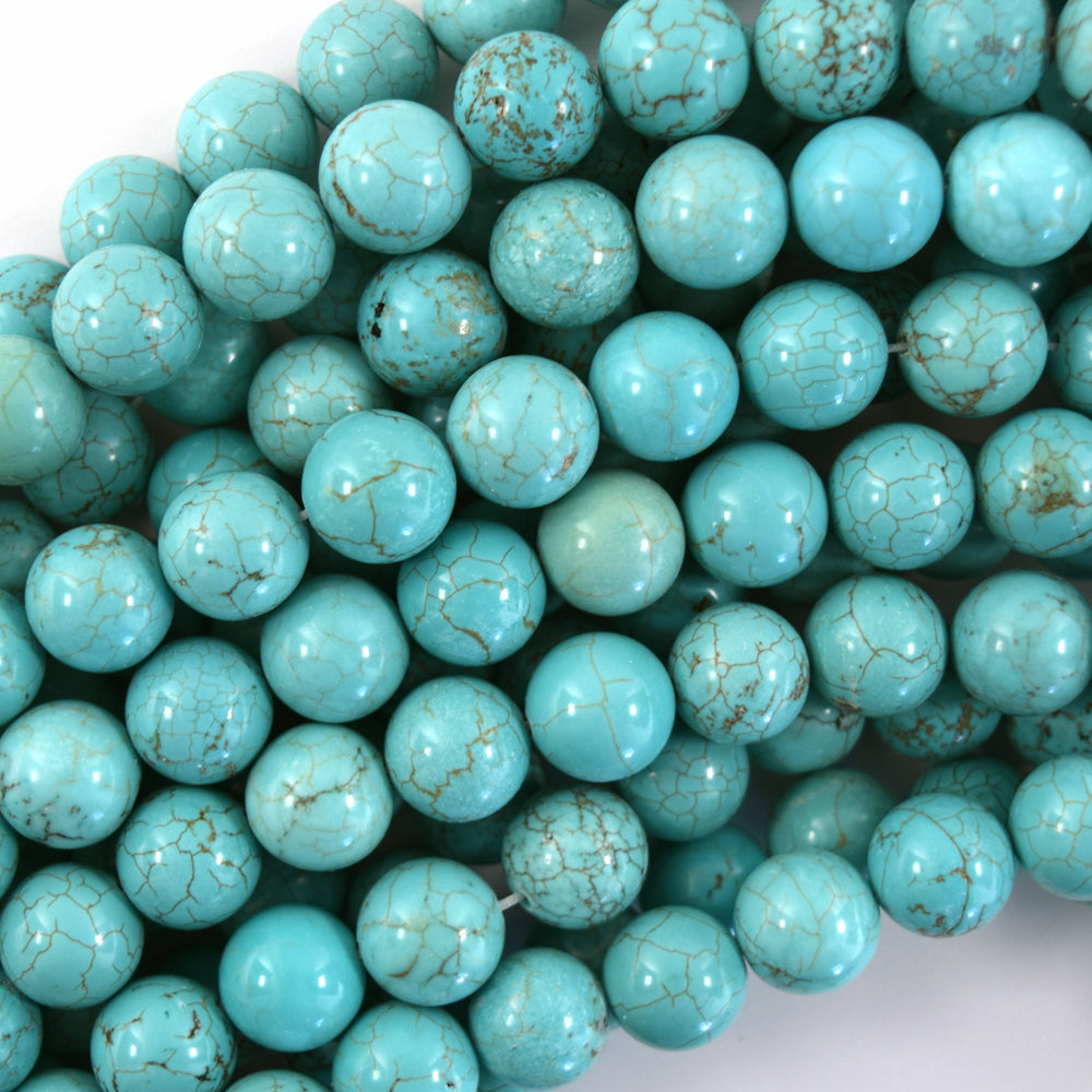 Blue Turquoise Round Beads Gemstone 15" Strand 2mm 4mm 6mm 8mm 10mm 12mm S2 - Eagle Beadz