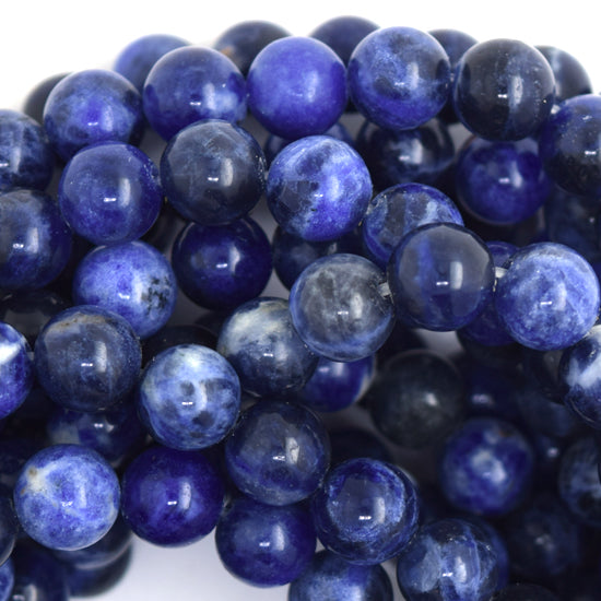 Natural Blue Sodalite Round Beads Gemstone 15" Strand 4mm 6mm 8mm 10mm 12mm - Eagle Beadz