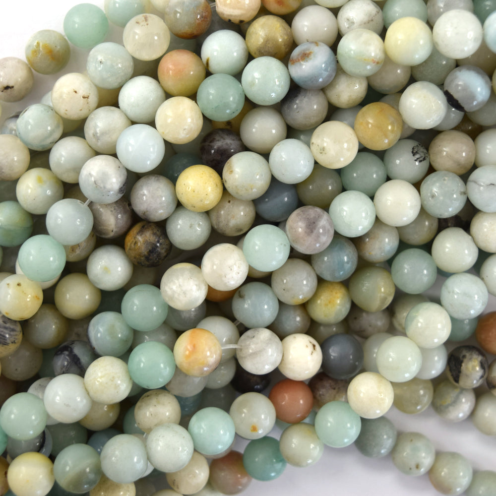 Natural Multicolor Amazonite Round Beads 15" Strand 4mm 6mm 8mm 10mm 12mm - Eagle Beadz