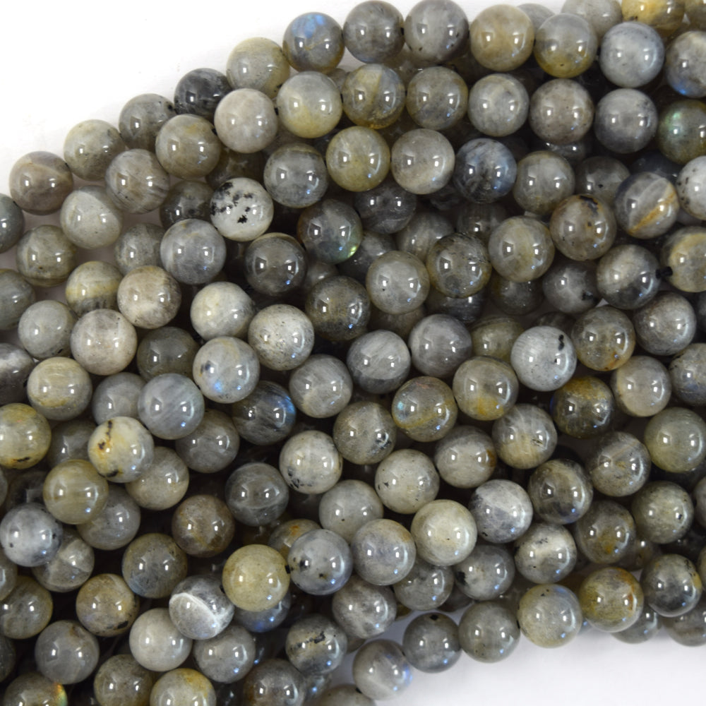 Natural Gray Labradorite Round Beads 15" Strand 4mm 6mm 8mm 10mm S1 - Eagle Beadz