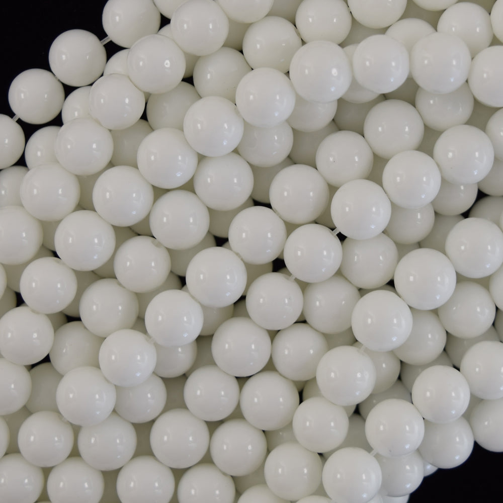 White Jade Round Beads Gemstone 15" Strand 4mm 6mm 8mm 10mm 12mm - Eagle Beadz