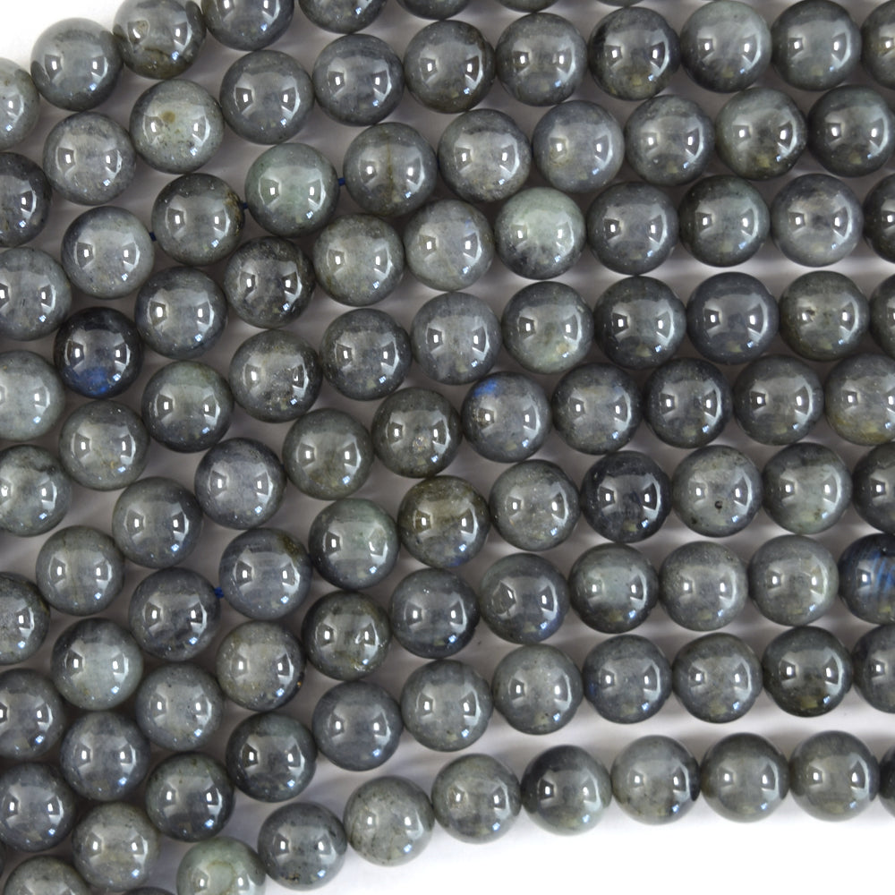 Natural Dark Gray Labradorite Round Beads Gemstone 15" Strand 6mm 8mm 10mm S2 - Eagle Beadz