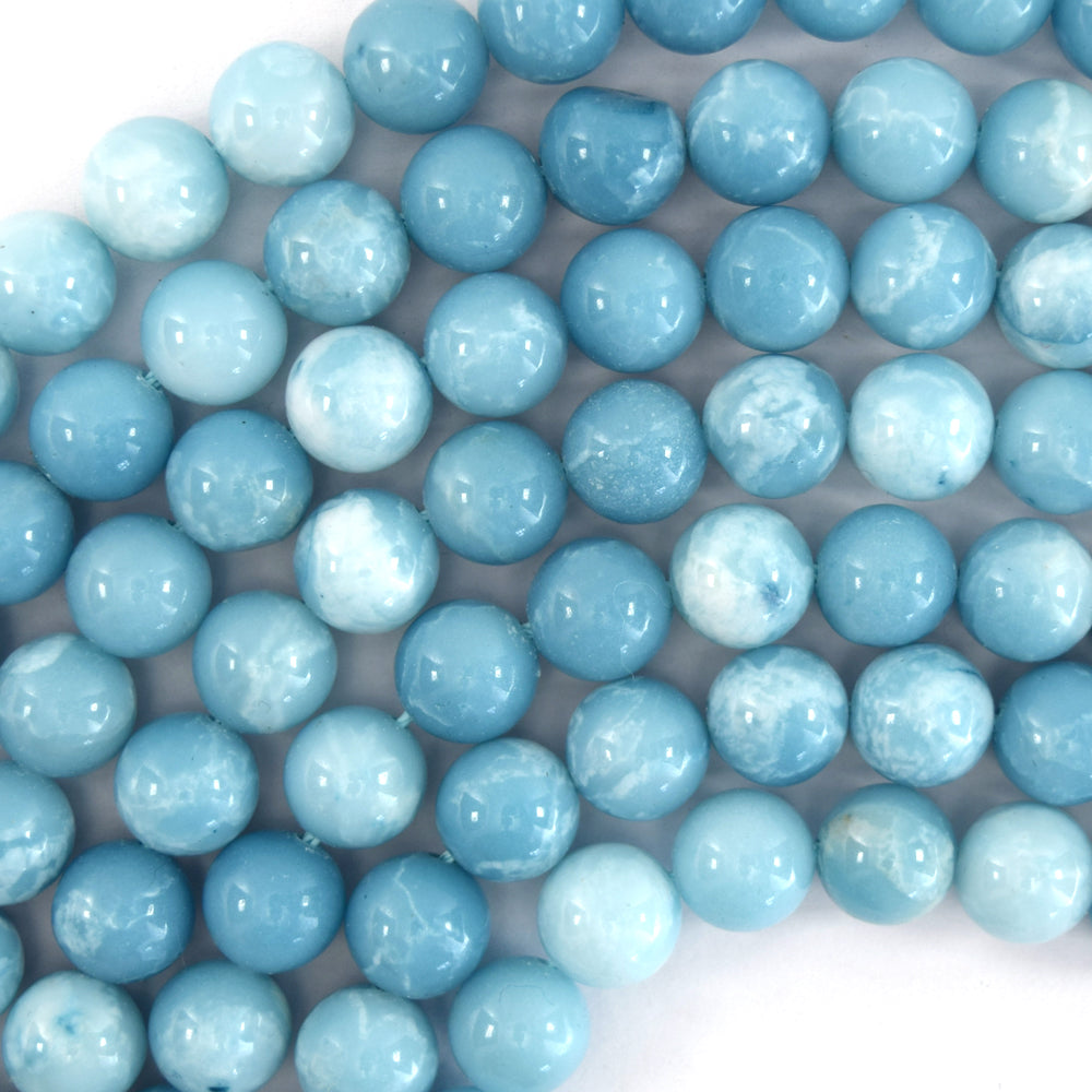 Blue Larimar Quartz Round Beads Gemstone 15" Strand 4mm 6mm 8mm 10mm 12mm S1 - Eagle Beadz