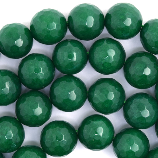 Faceted Emerald Green Jade Round Beads 15" Strand 3mm 4mm 6mm 8mm 10mm 12mm - Eagle Beadz