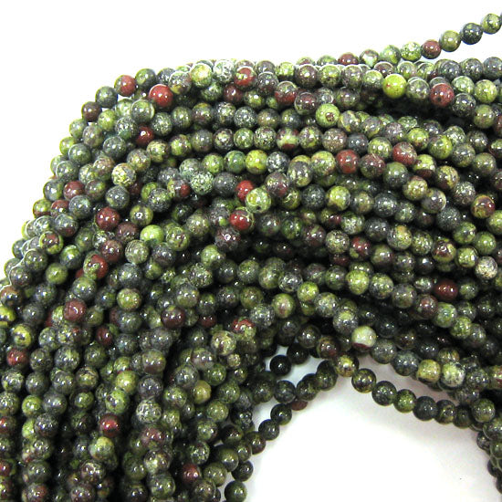 Natural Dragon Blood Jasper Round Beads 15" Strand 4mm 6mm 8mm 10mm 12mm - Eagle Beadz
