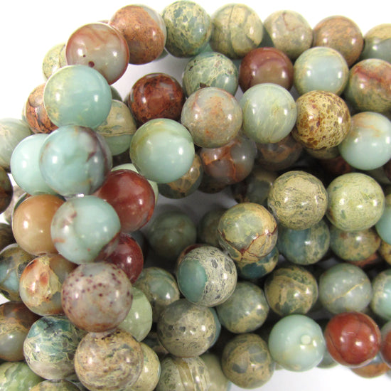 Natural Brown Blue Snake Skin Jasper Round Beads 15" Strand 4mm 6mm 8mm 10mm - Eagle Beadz
