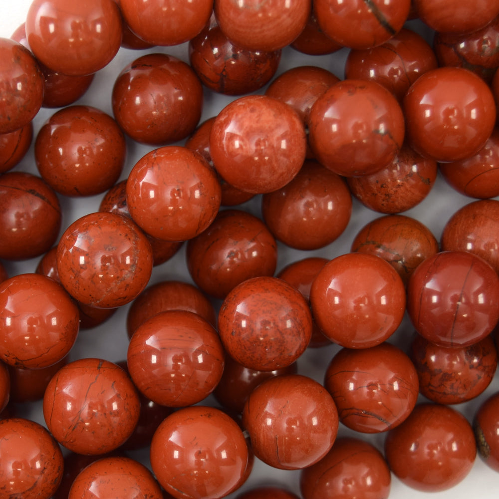 Natural Red Jasper Round Beads Gemstone 15" Strand 4mm 6mm 8mm 10mm 12mm - Eagle Beadz