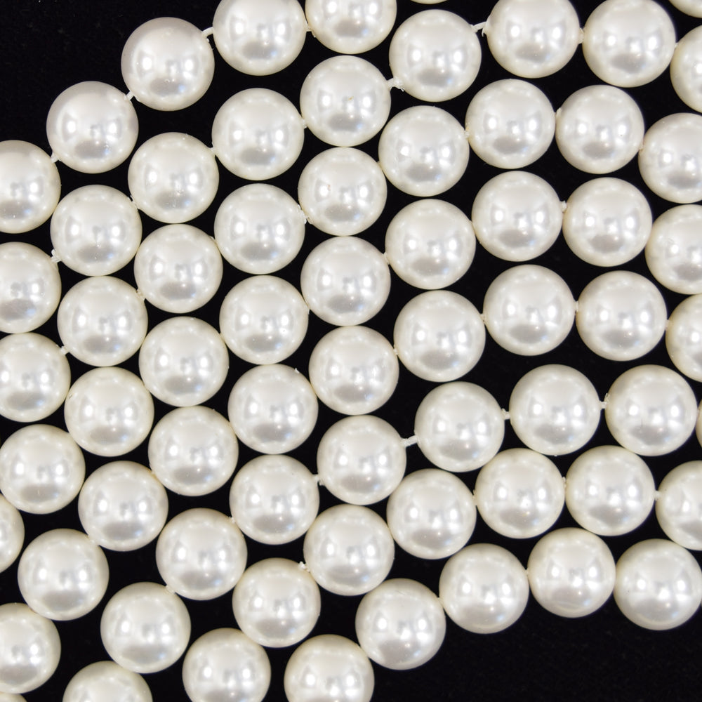 White Shell Pearl Round Beads 15.5" Strand 3mm 4mm 6mm 8mm 10mm 12mm 14mm - Eagle Beadz