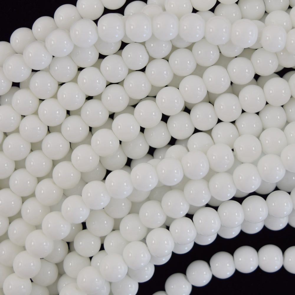 White Jade Round Beads Gemstone 15" Strand 4mm 6mm 8mm 10mm 12mm - Eagle Beadz