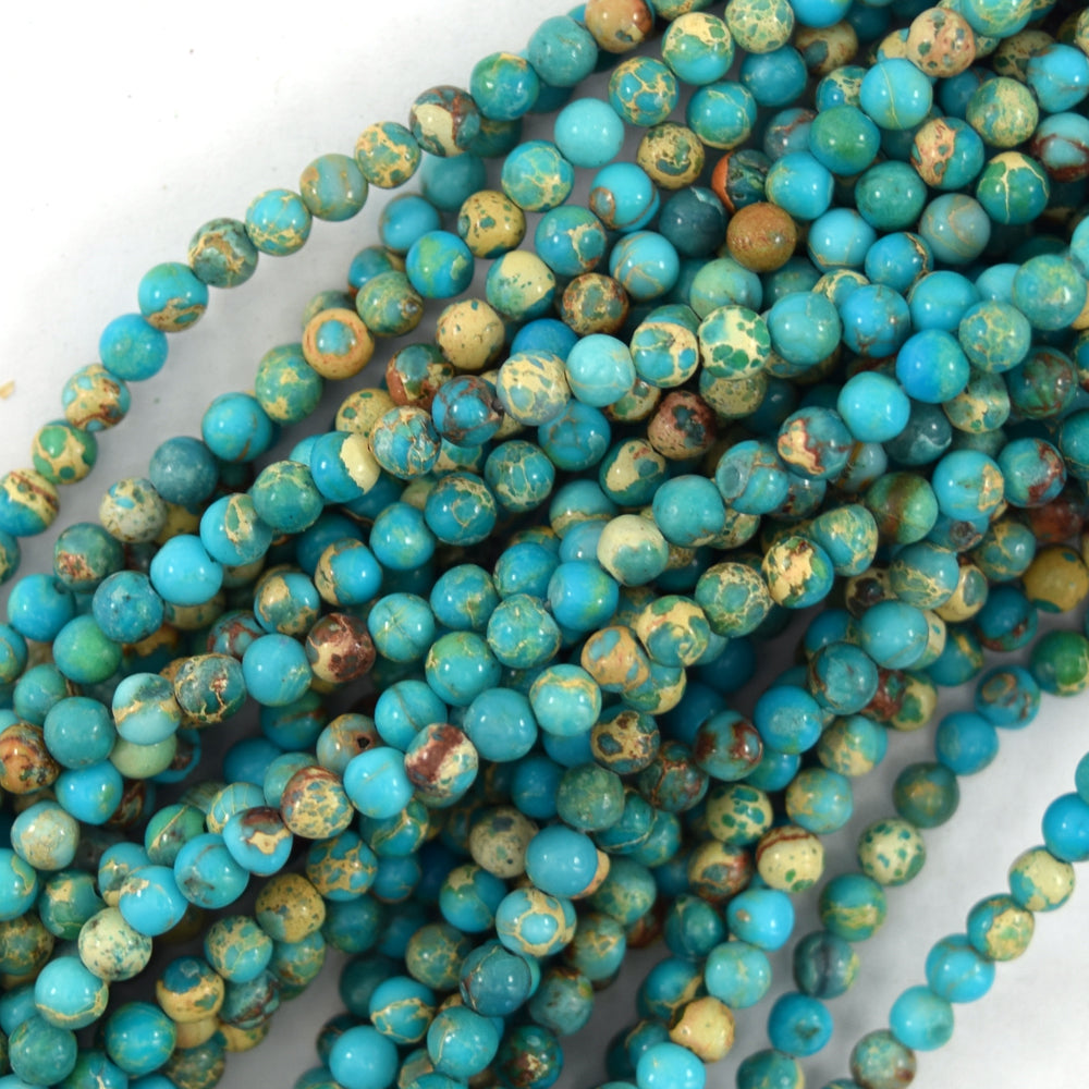 Sky Blue Sea Sediment Jasper Round Beads 15.5" Strand 4mm 6mm 8mm 10mm 12mm - Eagle Beadz