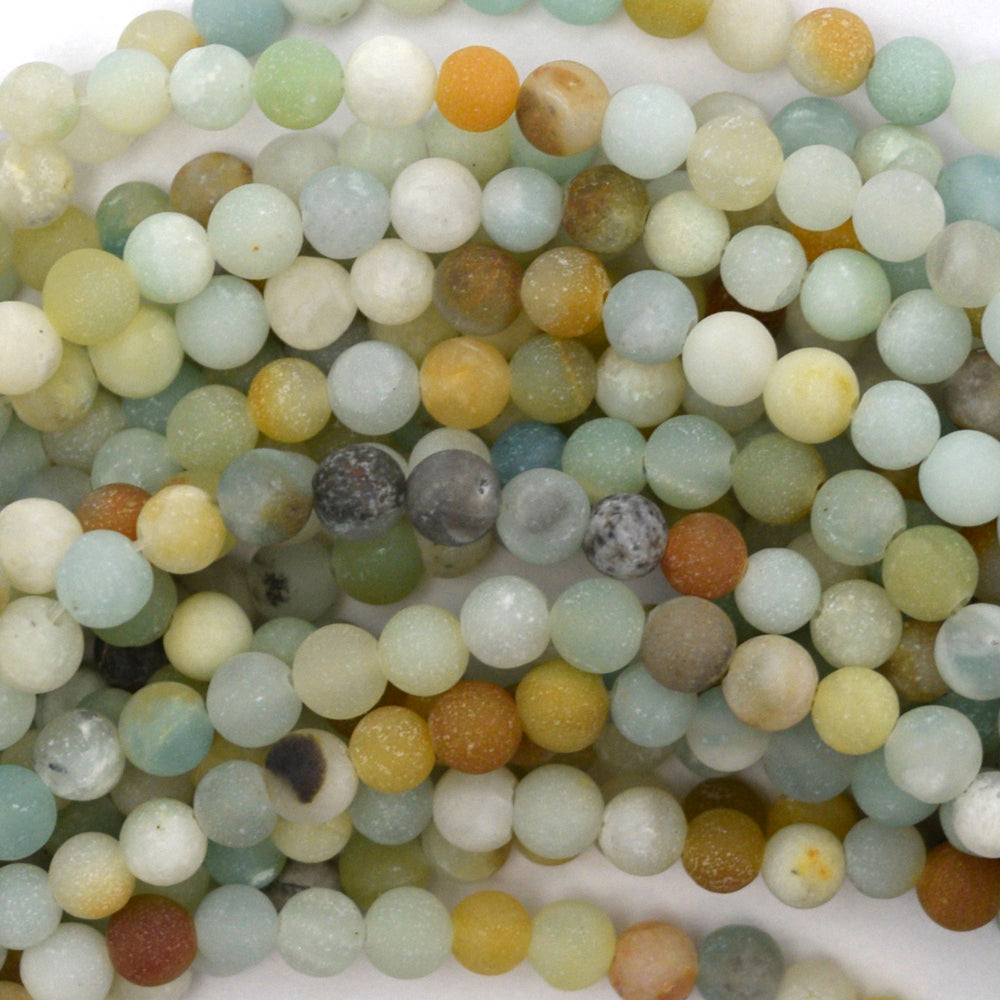 Natural Matte Multicolor Amazonite Round Beads 15" Strand 4mm 6mm 8mm 10mm - Eagle Beadz