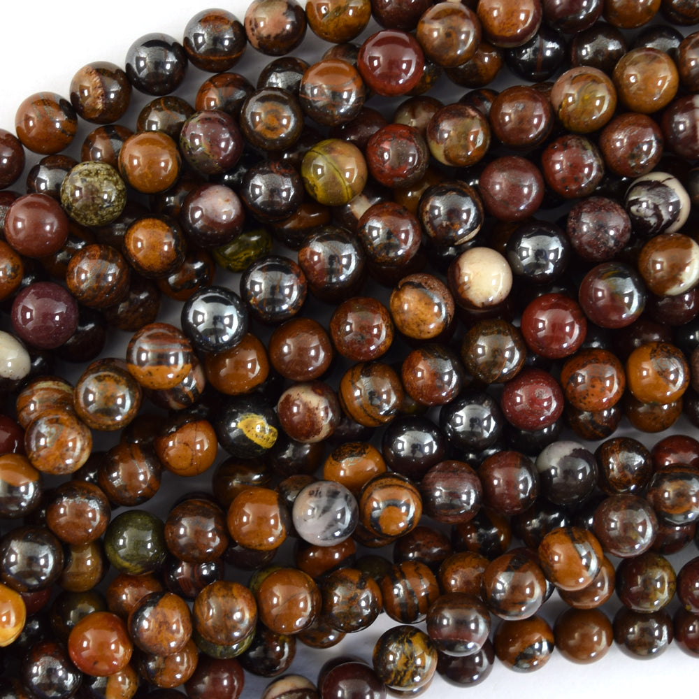 Natural Dark Red Brown Tiger Iron Round Beads Gemstone 15" Strand 6mm 8mm 10mm - Eagle Beadz
