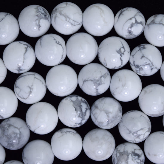 Natural White Howlite Round Beads Gemstone 15" Strand 4mm 6mm 8mm 10mm 12mm - Eagle Beadz