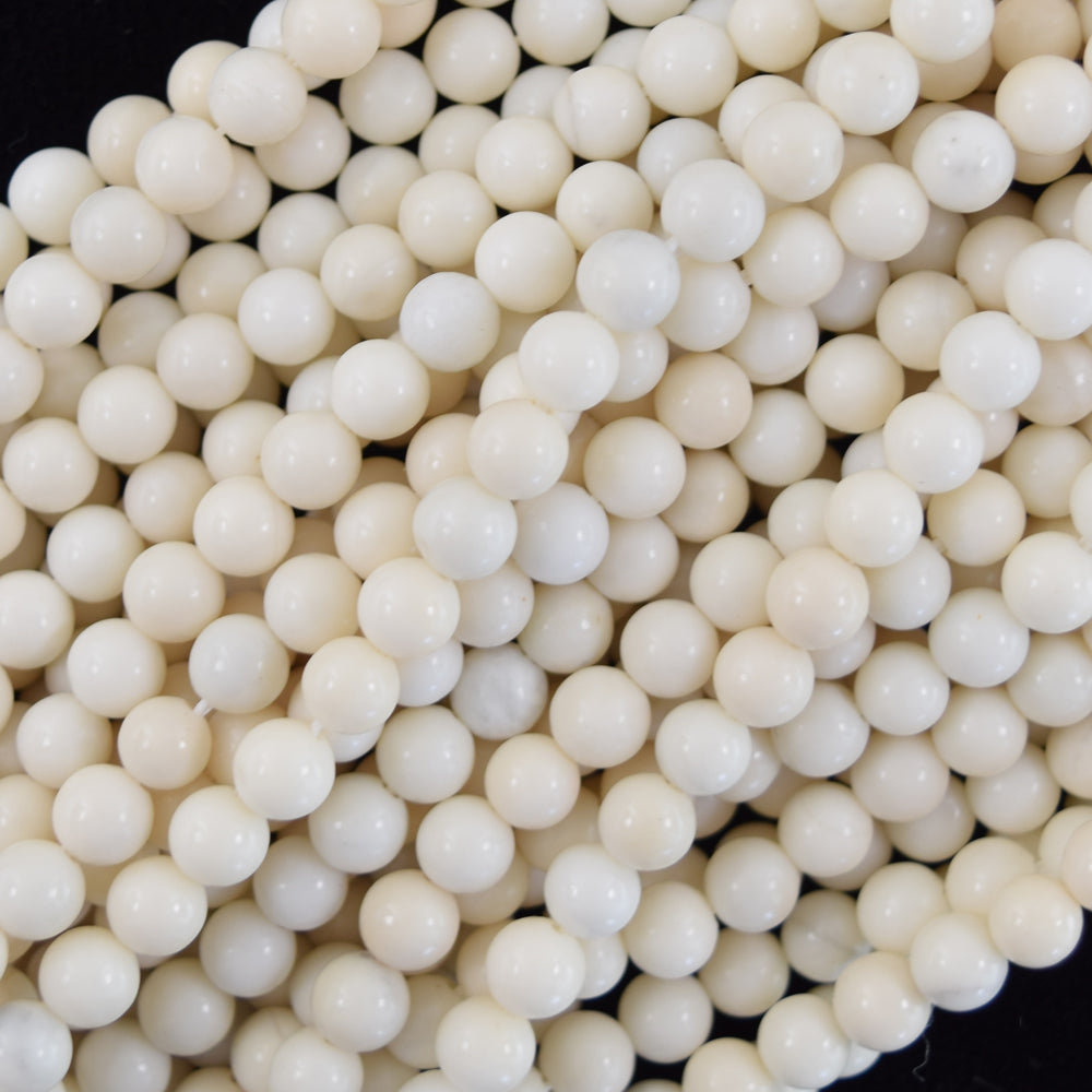 Natural Ivory Jade Round Beads Gemstone 15" Strand 6mm 8mm 10mm - Eagle Beadz