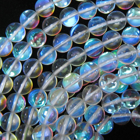 White Mystic Aura Quartz Round Beads Gmestone 14.5" Strand 6mm 8mm 10mm