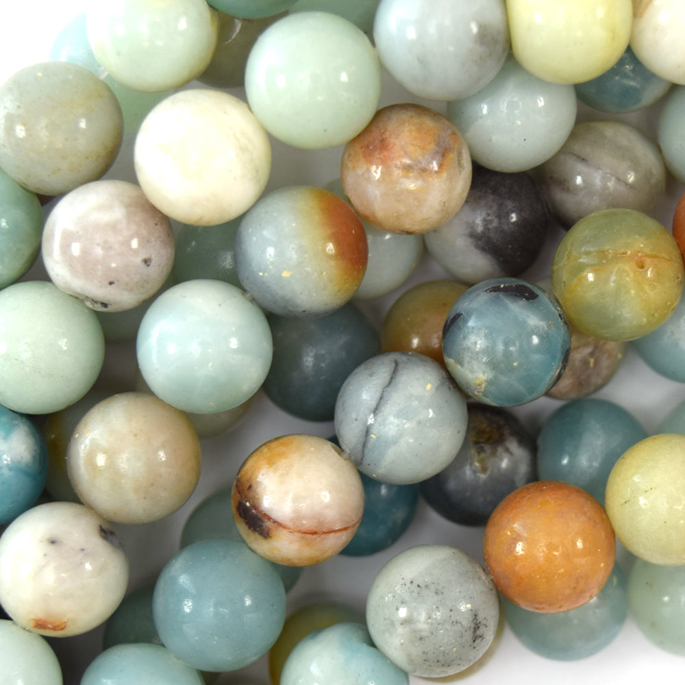Natural Multicolor Amazonite Round Beads 15" Strand 4mm 6mm 8mm 10mm 12mm - Eagle Beadz
