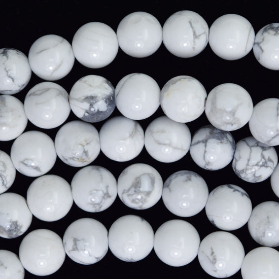 Natural White Howlite Round Beads Gemstone 15" Strand 4mm 6mm 8mm 10mm 12mm - Eagle Beadz