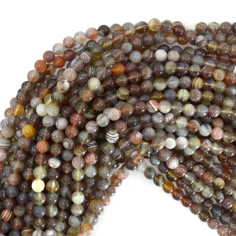 AA Natural Botswana Agate Round Beads Gemstone 15" Strand 4mm 6mm 8mm 10mm S1 - Eagle Beadz