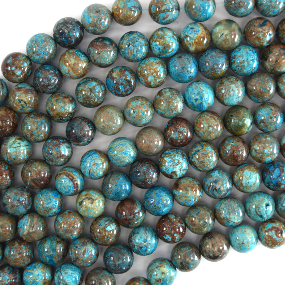 Brown Blue Turquoise Round Beads Gemstone 15" Strand 4mm 6mm 8mm 10mm 12mm - Eagle Beadz